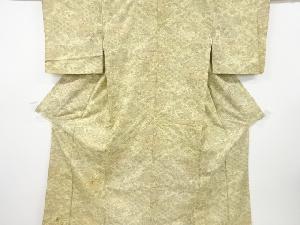 アンティーク　地紙に草花模様本場大島紬着物(染)